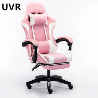 UVR Home Girls Gaming Chair Ergonomic Backrest Sponge Cushion Office Chair Adjustable with Footrest Reclining Computer Chair