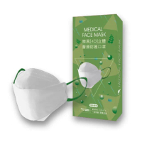 【久富餘】4D韓版4層立體醫療口罩4盒-(雲朵碧綠10片/盒)