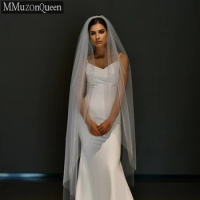 MMQ M92 Wedding Veil With Comb White Plain Yarn Waltz Length Bridal Veils Elegant Soft Tulle Wedding Accessories