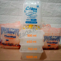 Thinwall 500 ml , 650 ml , 750 ml , 1000 ml , Kotak Persegi panjang Merk Random bahan Plastik