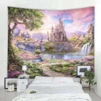 Magic Castle Background Nordic Bohemian Hippie Wall Background Decoration Tapestry Bedroom Living Room Background