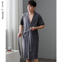 日式和服(男) 睡袍男浴袍式睡衣晨袍和服夏季棉質短袖棉質薄款浴衣日式和風套裝『XY20360』