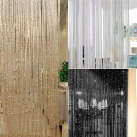 Glitter Door String Curtain Silver Ribbon Shiny Tassel Flash Line Curtain Valance for Window Room Home Decoration