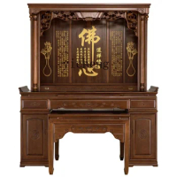 YY Solid Wood Altar Buddha Shrine Household New Chinese Style Modern Light Luxury Buddha Niche Buddha Cabinet