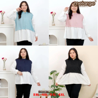 MELARGE - Kemeja Blouse Diandra Bigsize Wanita Ukuran 3XL 4XL 5XL 6XL LD 100 LD 110 LD 120 LD 130 L 