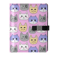 Leather Notebook Cartoon Cat printing Mind Soft Leather Cornell Book Grid Paper Special Handbook School Office Supplies