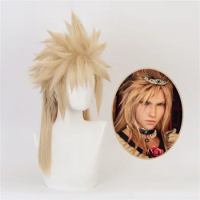 Final Fantasy VII Remake Cosplay Cloud Strife Wig Blonde Synthetic Heat Resistant Hair Halloween Carnival Party Role Play Wig