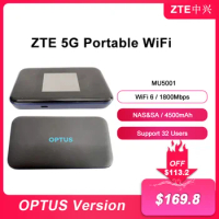 Original OPTUS Portable WiFi 5G Router MU5001 LTE CAT22 WIFI 6 1800Mbps NSA+SA Mobile Hotspot 5G Router With Sim Card Slot