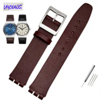 Fit for swatch leather watch strap SYXS116 series male and female bump interface bracelet Thin leather belt Soft and comfortable