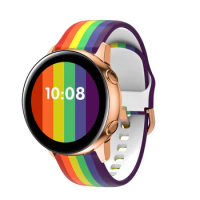 20mm 22mm Rainbow Print Watch Band for Samsung Galaxy Watch Active 2 Strap Silicone Replacement Belt for Galaxy Watch 3 Bracelet