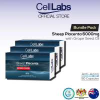 CellLabs Sheep Placenta Grape Seed Oil Anti-Aging Antioxidant (6,000mg 30 Tablets x 3 es) EXP 8/2028