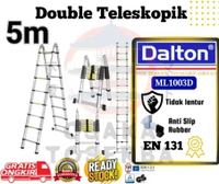 DALTON Tangga aluminium lipat teleskopik 5 meter Double teleskopik 5 meter Tangga teleskopik double