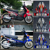 STRIPING STICKER LIST STANDART MOTOR NOUVO LELE 2003 2004 MERAH BIRU SILVER HITAM Motorcycle