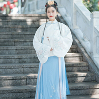 原創設計中國風秋冬季改良明制漢服雙層琵琶袖古裝馬面裙套裝拆單1入