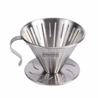 Stainless Steel Coffee Dripper Coffee Drip Filter Cup Permanent Pour Over Coffee Maker with Separate Stand for 1-4 Cup