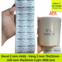 10 Cuộn Giấy In Tem Mã Vạch Nhiệt 2 Tem Khổ 70x22mm 72x22mm 35x22mm Cuộn 25 Mét Tiện Dụng Cho Máy In