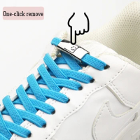 1Pair Elastic Quick Button 1Second Locking ShoeLaces Creative No Tie Shoe laces Kids Adult Unisex Shoelace Sneakers Shoe Laces