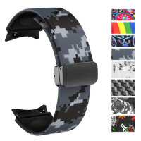 Magnetic Straps for Galaxy Watch 6 47mm 43mm for Watch 4/5 44mm 40mm Print Reflective Correa Band for Watch 4 Classic 42mm 46mm
