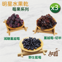 甜園 明星水果乾 莓果系列x3包(減糖蔓越莓/野生藍莓/蔓越莓切半/無糖椰棗/黃金無花果/伊朗無花果)