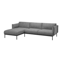 ÄPPLARYD 三人座沙發附躺椅, lejde 灰色/黑色, 290x93x47 公分