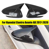 For Hyundai Elantra Avante AD 2016-2020 Rearview Side Mirror Cover Wing Cap Exterior Door Rear View Case Trim Carbon Fiber Look