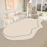 仿羊絨簡約客廳地毯臥室不規則侘寂風純色線條北歐異形床邊地毯墊