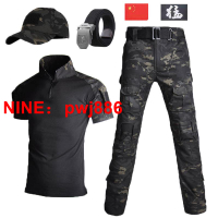 [台灣公司貨 可開發票]夏季短袖蛙服迷彩服男女套裝軍迷戶外公司拓展訓練CS修身服批發