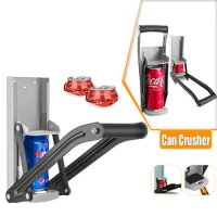 16oz Metal Can Crusher Heavy-Duty Wall-Mounted Smasher for Recycling Aluminum Seltzer Soda Beer Cans Plus Bottles Bottle Opener