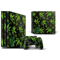 1 Set Green Leaf Console Controller Stickers Decal Cover Skin Games Accessories for Sony-PS4 Pro