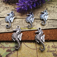 20pcs--19*12mm oneside mini sea horse Charms Tibetan silver Plated Pendants Antique Jewelry Making DIY Handmade