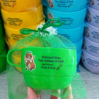 30 pcs souvenir custom cangkir hoyaplast dengan kemasan kantong tile