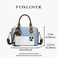 MND Tas Selempang Wanita Bergaya Sederhana Tas Tangan Kain Denim Tali Bahu yang Dapat Diatur Desain 