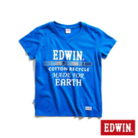EDWIN 再生系列 CORE標語短袖T恤-女款 藍色