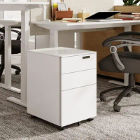 3-Drawer Mobile File Cabinet With Smart Lock Filing Cabinets Pre-Assembled Steel Pedestal Under Desk Office Gadgets White