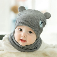 2ชิ้น/เซ็ตการ์ตูนหมีเด็กหมวกผ้าพันคอชุดฤดูหนาวที่อบอุ่นถักเด็กเด็กสาวหมวก Bonnet ทารกเด็กวัยหัดเดินเด็กหมวกหมวก