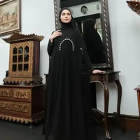 abaya hitam arabian LUNA ABAYA elegan simple turkey terbaru 2025 elegan XXXL Hitam