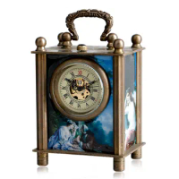 Antique Painted Carved Mechanical European Style Fashion Wind Up Hand Winding Desk Clocks Retro Trendy Unisex Gift Decoration