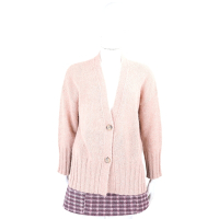 MARELLA-Monochrome JEFF 針織粉色亮片羊駝毛混紡開襟外套