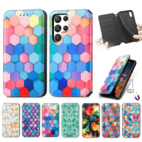 Leather Card Wallet Colour Phone Case For Samsung Galaxy A50 A42 A41 A40 A33 A32 A31 A30 A23 Note 9 8 Magnetic Flip Cover
