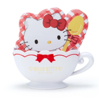 【小禮堂】Hello Kitty 咖啡杯造型置物盒便條紙組《紅白》留言紙.收納盒