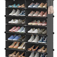 MAGINELS Shoe Rack,40 Pairs Shoe Organizer 10 Tier Tall Portable Shoe Storage Cubbies Cabinet Plastic Shoes Shelves for Entryway