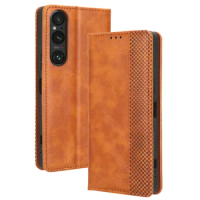 For Sony Xperia 1 V XQDQ62/B 2023 Retro Leather Flip Case Luxury Wallet Book Holder Magnetic Full Cover Xperia1 V 1V Phone Bags