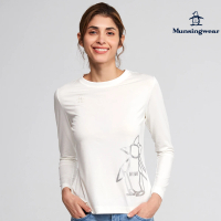 【Munsingwear】企鵝牌 女款白色企鵝印花絲光棉長袖T-SHIRT MLSL2805
