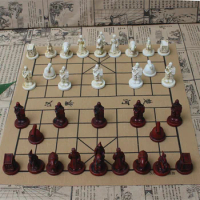 Chess Board Games New Quality Traditional Chinese Chess Game Set Resin Chess Pieces Soft Chessboard Archaize Retro