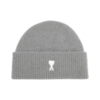 AMI Paris Alpaca Striped Ami De Coeur Beanie Grey