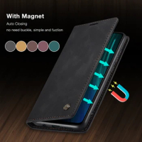 CaseMe Leather Wallet Phone Case For OPPO Reno 8 7 Pro 5G A96 A36 A76 F19 A74 A95 4G Flip Phone Case Cover For Reamel 10 find X6