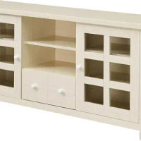 Convenience Concepts Newport Park Lane 1 Drawer TV Stand with Storage Cabinets and Shelves for TVs up to 65 Inches, Ivory