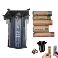 Coin Wrappers 5-in-1 Coin Sorter Tube Change Counter Machine Coin Bank Holder Coin Separator for Use Together with Coin Bank Jar