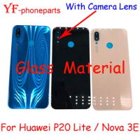 AAAA Quality Glass Material 10Pcs For Huawei Nova 3e / P20 Lite Back Battery Cover With Camera Lens Housing Case Repair Parts