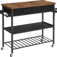 Kitchen Island Cart 3-Tier Microwave Stand with 2 Drawers Towel Bar, Spice Holder 17.7 X 46.9 X 35.8 Inches